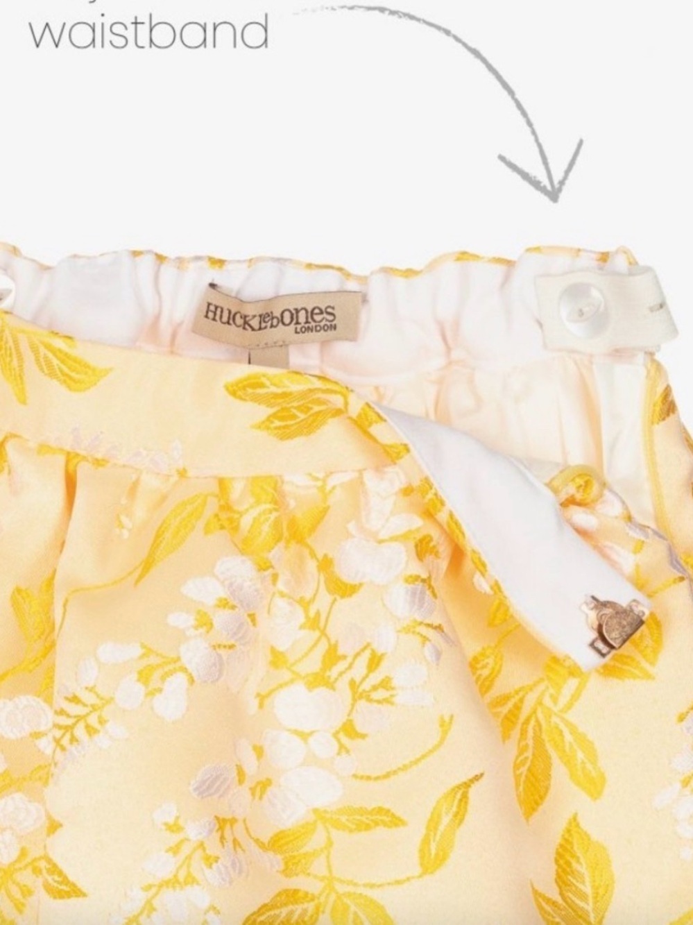 NWOT Girls Jacard Yellow Floral Skirt - 2T - Picture 4 of 4